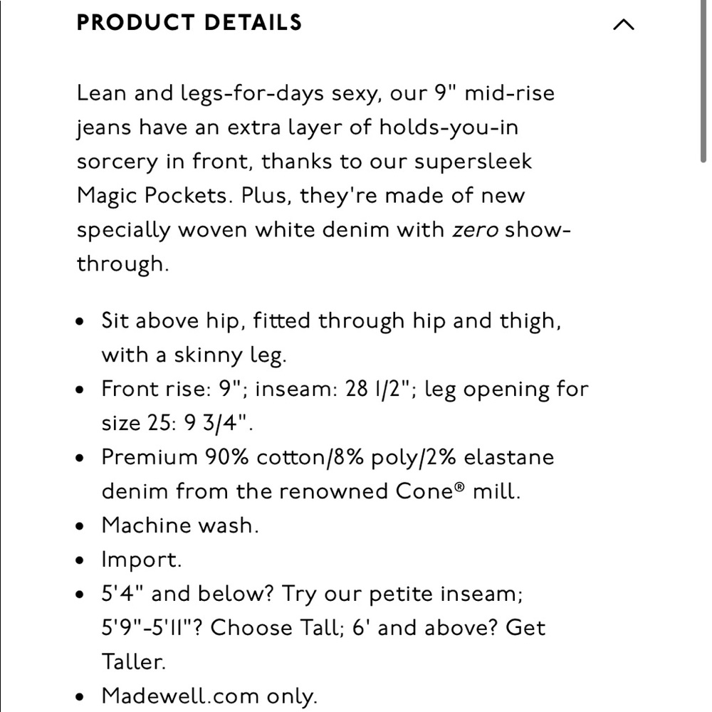 NEW • Madewell • 9 Inch High Rise Skinny Jeans - Picture 4 of 8